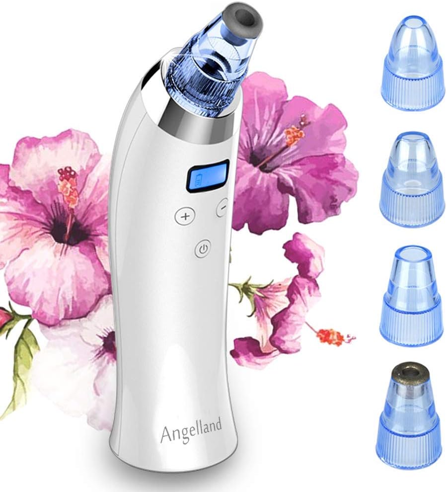 Pore Sucker Blackhead Remover Vacuum Pore Comedone Extractor Pro Black Head Cleaning Tool Face Vaccum Cleanser Nose Cleaner Exfoliating Suction Removal Facial Acne Pimple Extractor 4 in 1 Kit LED