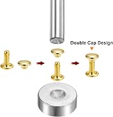 sourcing map 100 Sets Leather Rivets 6x8mm Metal Double Cap Studs Fasteners view 4