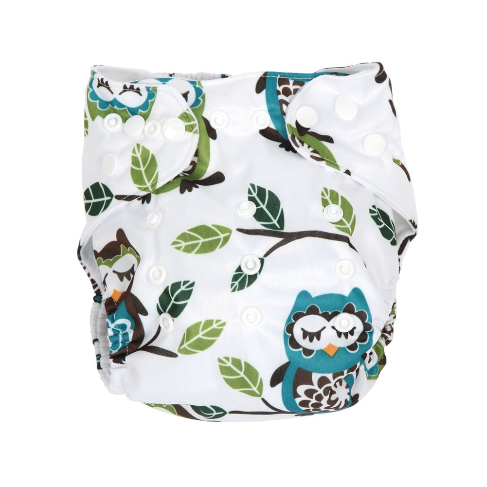 Letech® Baby Stoffwindel Windelhose Babywindel Größe Verstellbar (Eule)
