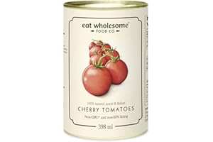 Eat Wholesome Italian Cherry Tomatoes, 398ml - Vine-Ripened, Naturally Sweet, Perfect for Salads & Sauces, Vegan, Non-BPA Lin