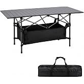 Moosinily Camping Table 4Ft Lightweight Metal Folding Picnic Camp Table Portable Roll-Up Design for Outdoor, Camp, Beach, BBQ, Patio, and Picnic with Carrying Bag 47.2''x21.6''x 19.69''