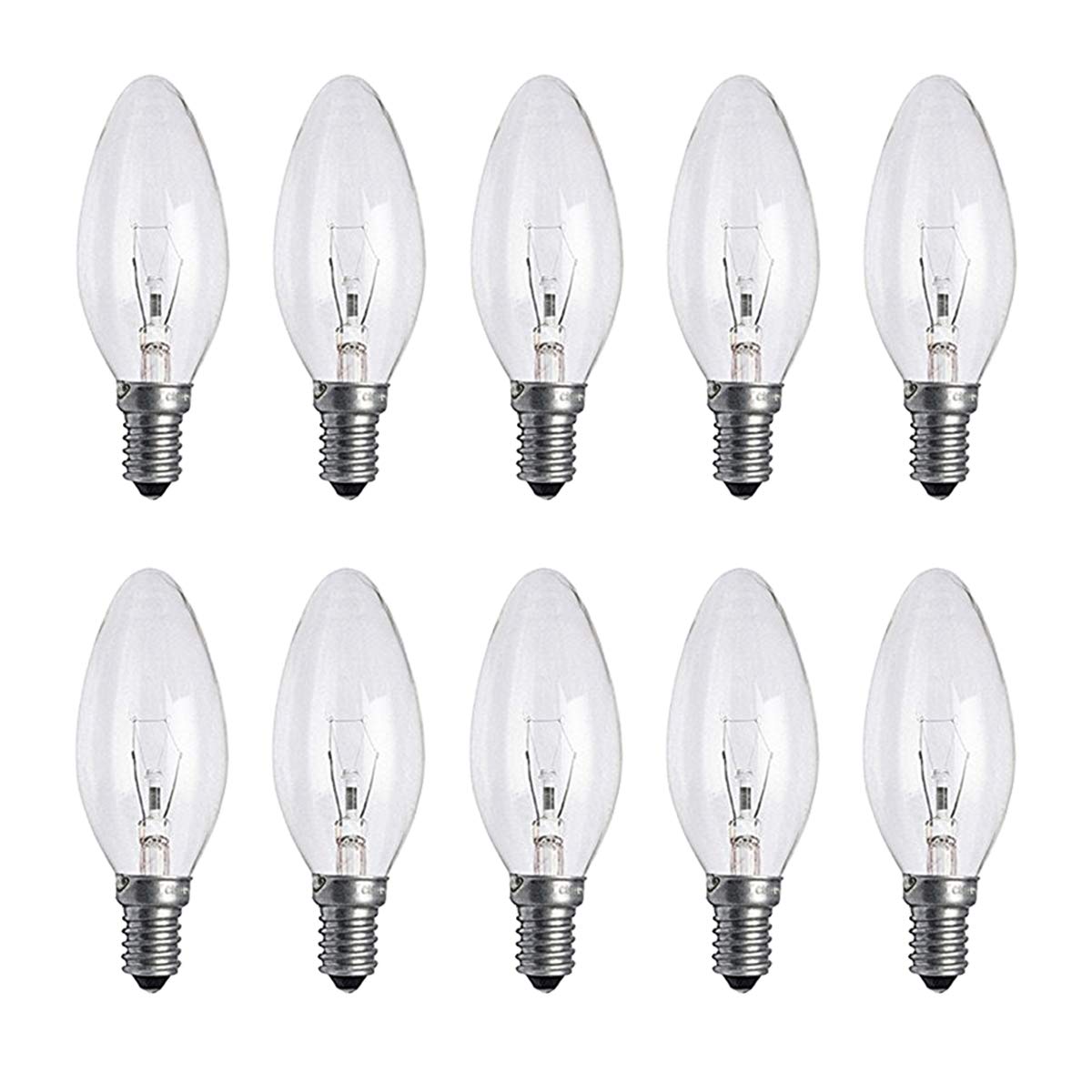 Light Bulbs Small Screw in Candle, Ịṇcạṇḍẹṣcẹṇṭ Candle Bulbs Dimmable 2̣5̣Ẉạṭṭ, 10 Pack Screw in Light Bulbs SES E14, Warm White 2700K, 230V