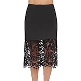 MANCYFIT Half Slips for Under Dresses Extender Slip Skirt for Women Lace Trim Long Underskirt 22 28 32 Inches