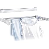 Leifheit Telegant 30 Protect Wall Dryer, 28.35" W x 14.57" D, White | With 5 x 23.62" Bars, 118.11" Drying Space, Compact &amp; Sturdy Laundry Airer, Foldable Indoor/Outdoor