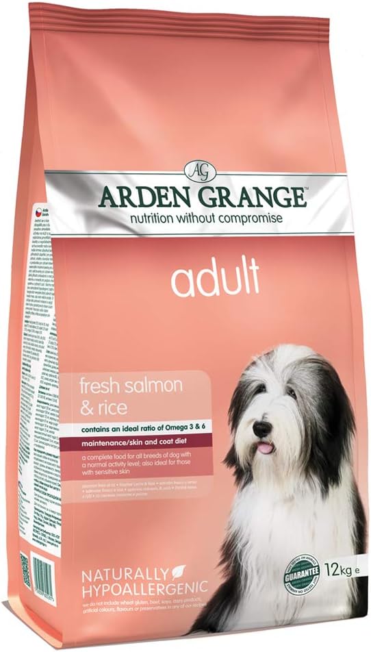 Arden Grange Adult Dry Dog Food with Fresh Salmon and Rice, 12 kg, transparent, 12 kg (Pack of 1)