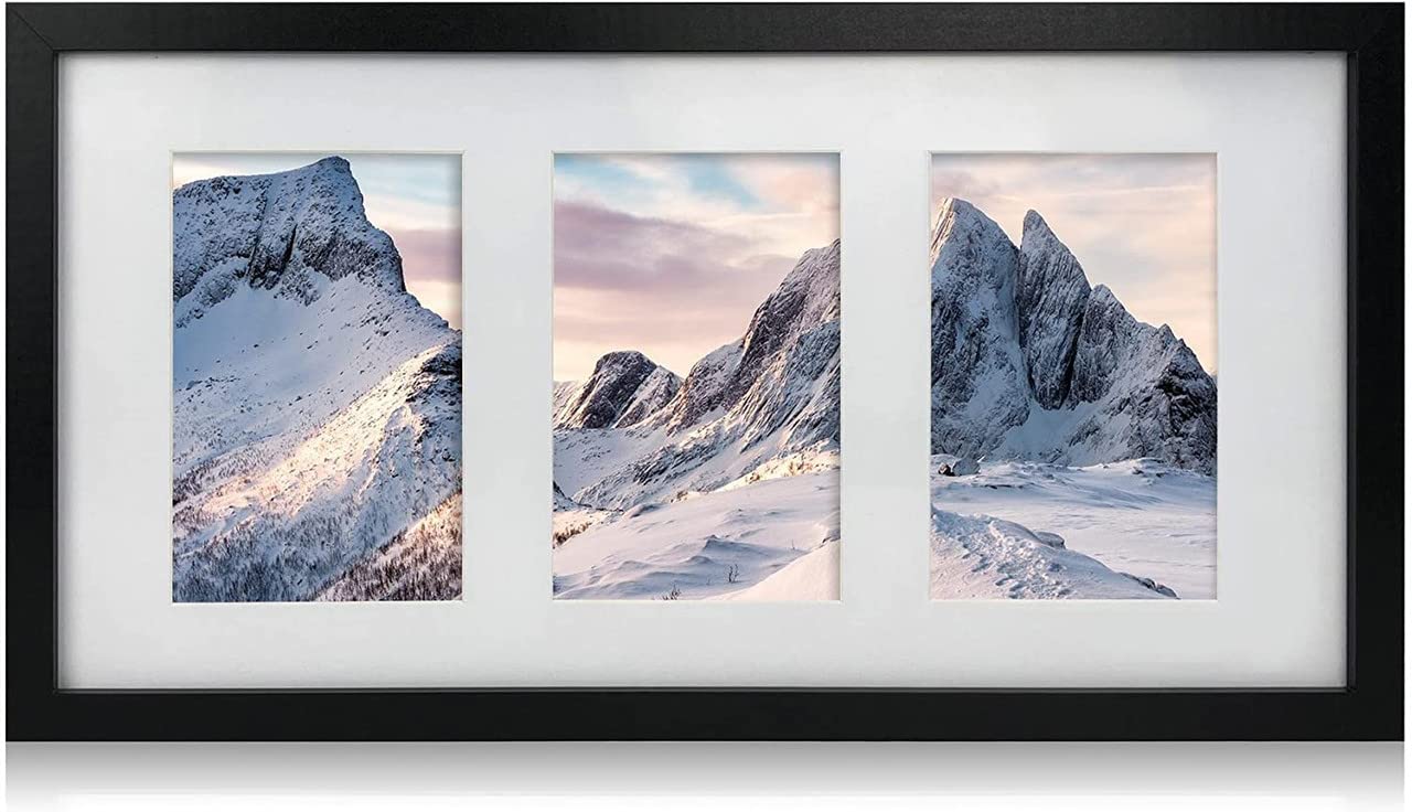 Innoteck 3 in 1 Matt Black Wooden Photo Frame with Three 6x4 Openings – Horizontal or Vertical