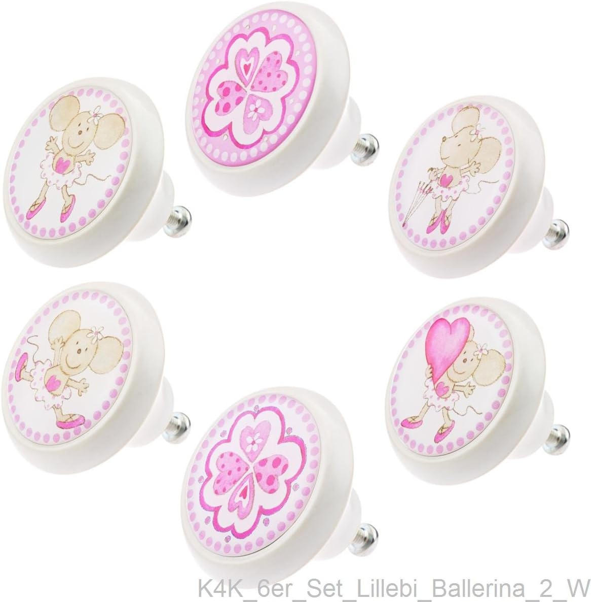 Ceramic Melon Knob Set Of Steinbeck Lillebi Ballerina 2 White. 100% made in Germany
