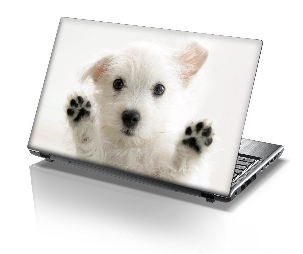TaylorHe 15.6 inch 15 inch Laptop Skin Vinyl Decal with Colorful Patterns and Leather Effect Laminate MADE IN England Cute Puppy Animal