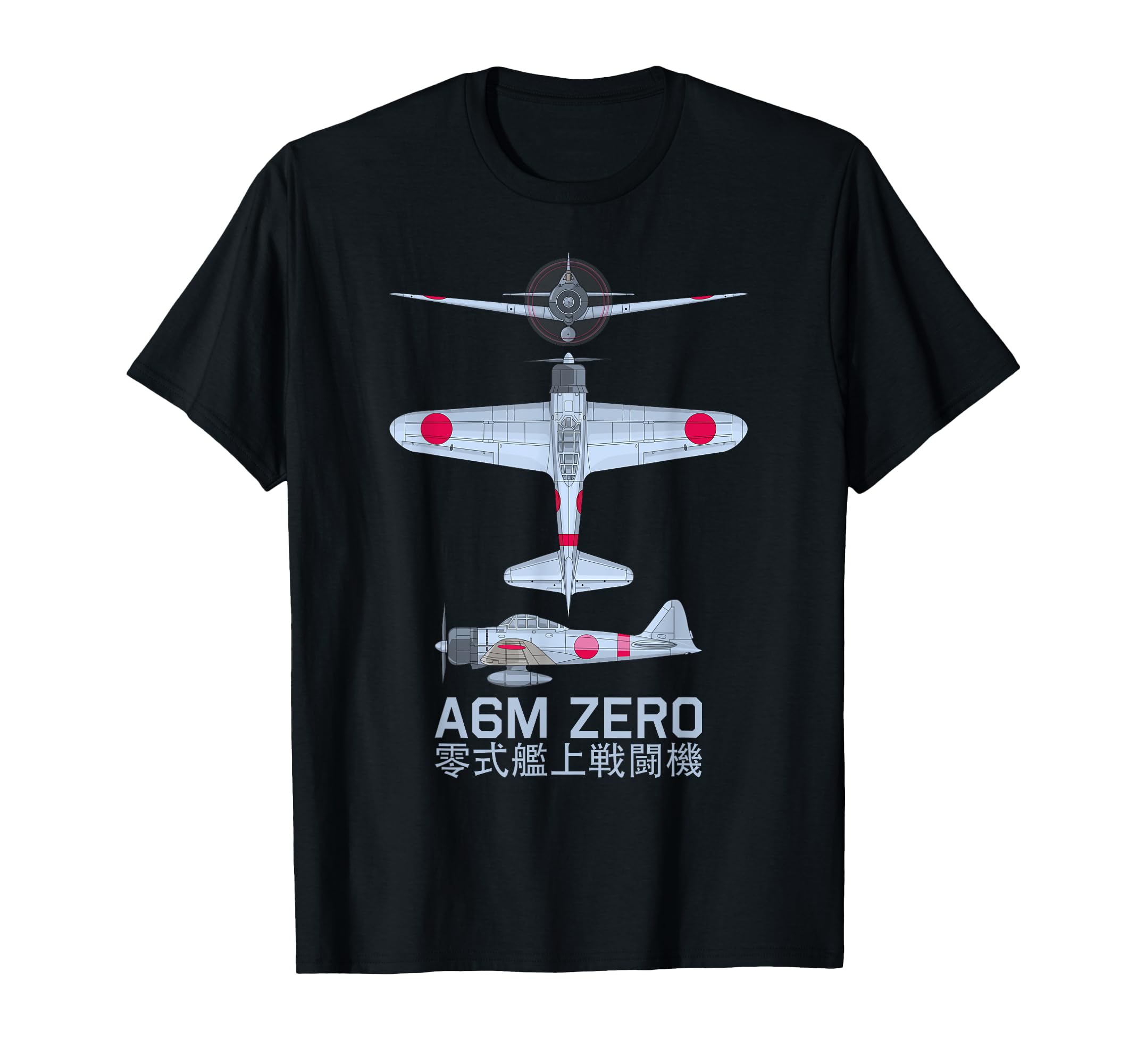 A6M Zero WW2 Japanese Fighter Plane Diagram T-Shirt