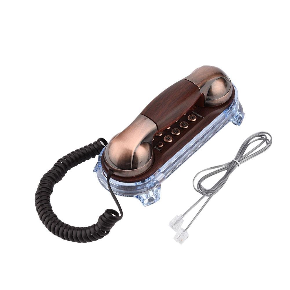Retro Telephone, Wall Mounted Telephone Corded Phone Extension Telephone Landline for Home Decoration Props(Red Copper)