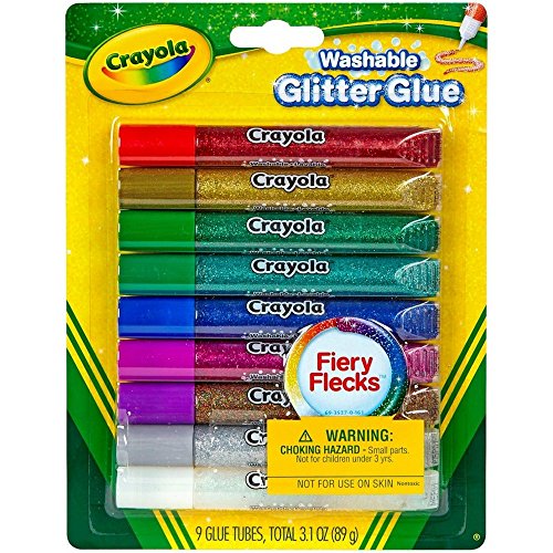 Crayola Washable Glitter Glue, Assorted Colors 9 ea (Pack of 3)