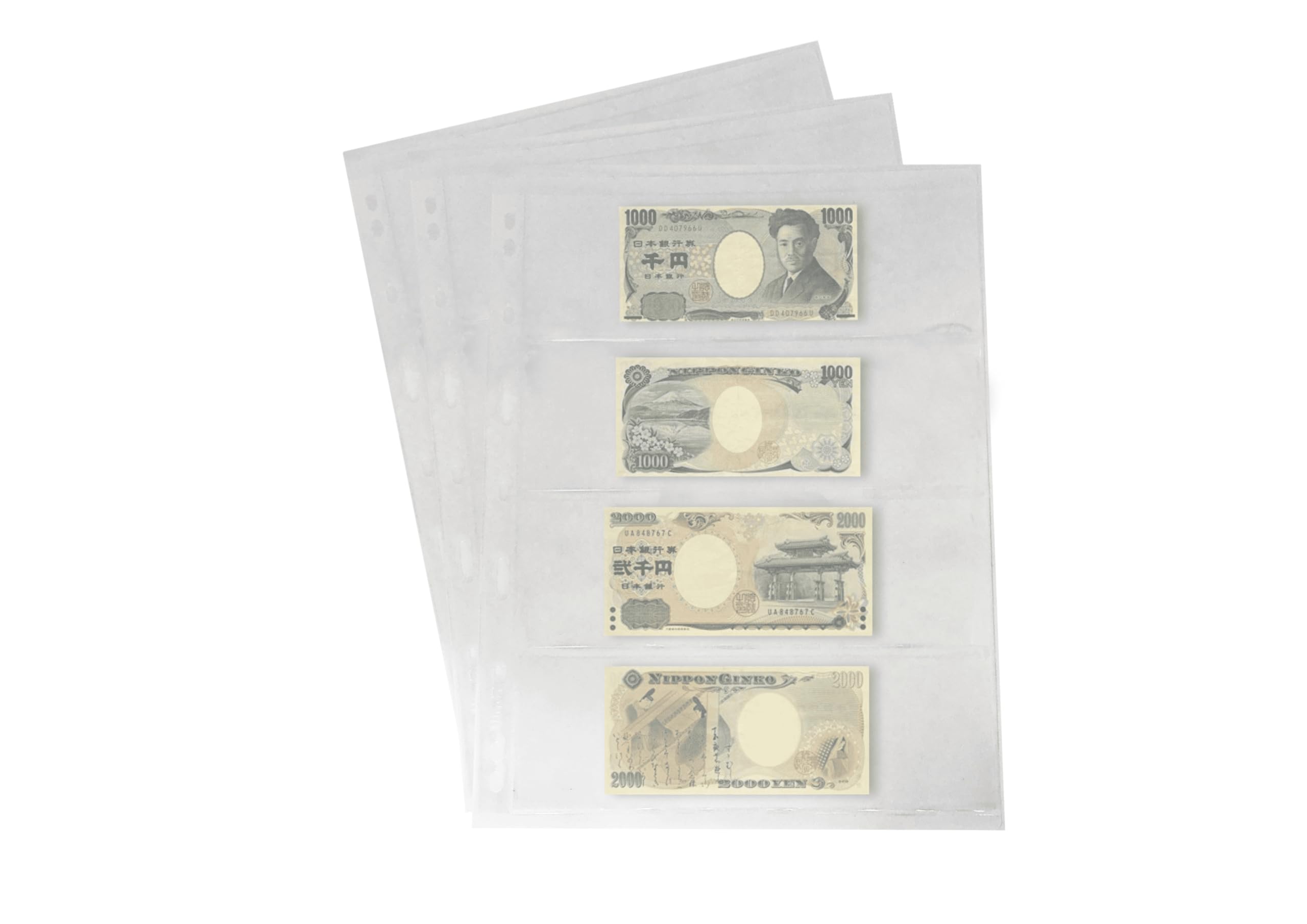 PCCB MINGT 10Pcs Standard 9-Hole Transparent Single-Sided Album Inner Sheets Stamp Banknote Collection Album Inserts Pages For Coin Collecting And Supplies (4 Pockets)