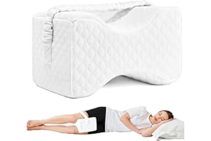 UJPFEO Knee Pillow for Side Sleepers, Leg Pillow for Sciatica, Back, HIPS, Knees, Joints Pain Relief,Pillows for Between Legs While Sleeping Spine Alignment Support & Relieves Pressure White