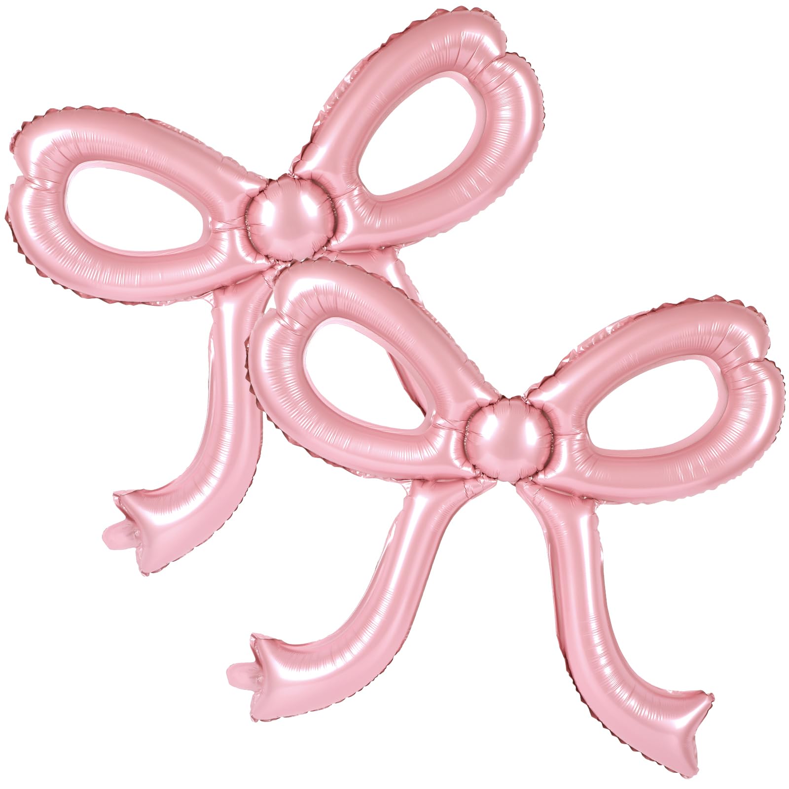 Photo 1 of 2 Pcs Pink Bow Balloons Coquette Birthday Bachelorette Party Decorations Giant Bows Themed Foil Balloon for Women Girls Baby Shower Bridal Shower Engagement Wedding Decor Supplies Favors