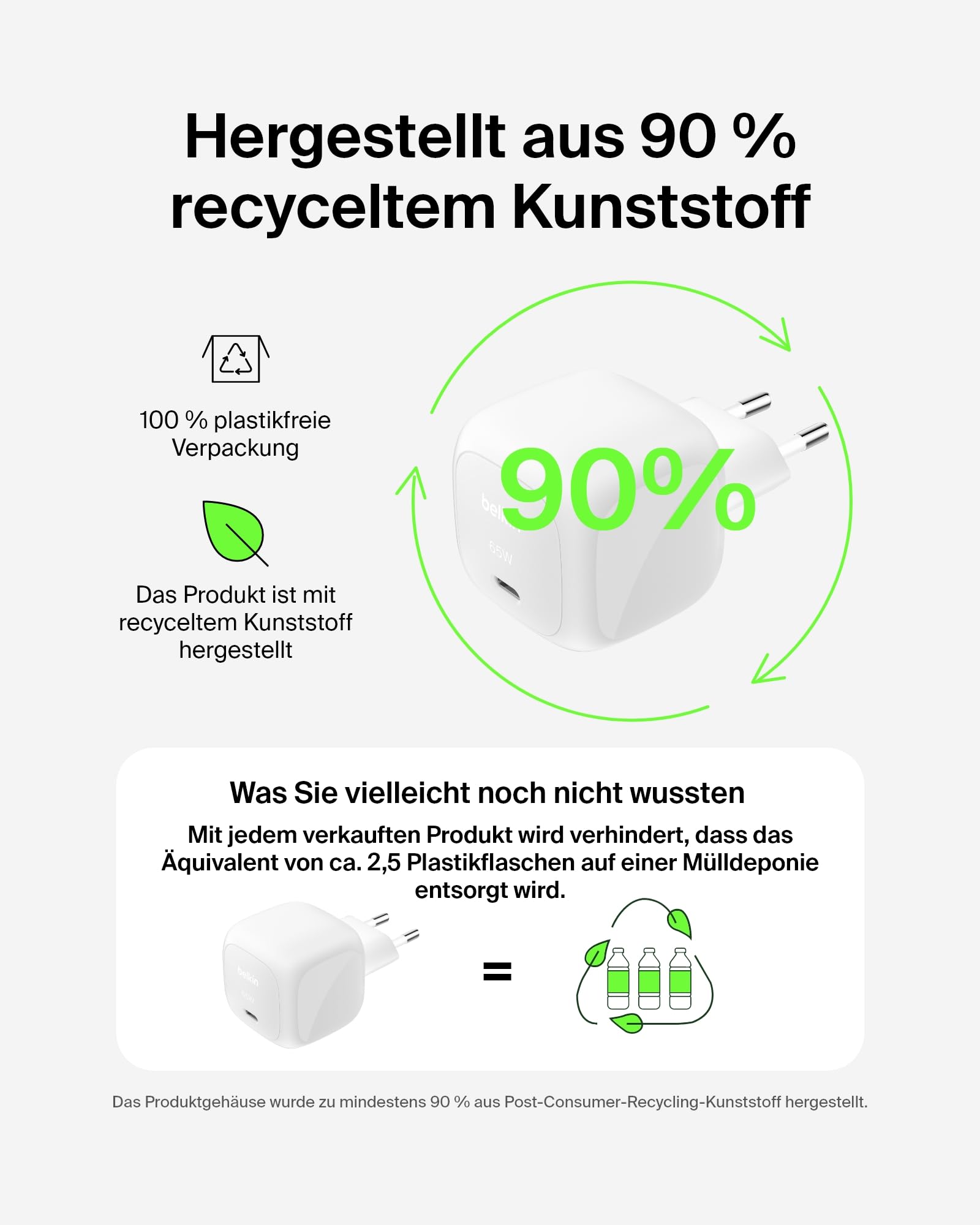 Belkin USB-C Ladegerät, 65 W, Schnellladegerät, USB C Handyladegerät – Kompatibel mit Apple iPhone 17/16/15/14/13, Galaxy S25, Google Pixel 9, MacBook, iPad, AirPods, Chromebook usw. – Weiß 8