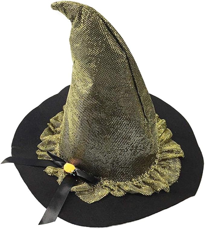 Hexenhute Transwen Erwachsenen Hexe Hut Halloween Kostum Kopf Tragen Doppelschicht Cosplay Party Requisiten Halloween Weihnachten Kostum Party Zubehor Gold Amazon De Bekleidung