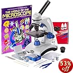 AmScope AWARDED 2016 BEST STUDENT MICROSCOPE 40X-1000X Dual Light Optical Glass Lens All-Metal Framework Student Microscope + Microscope Prepared and Blank Slides