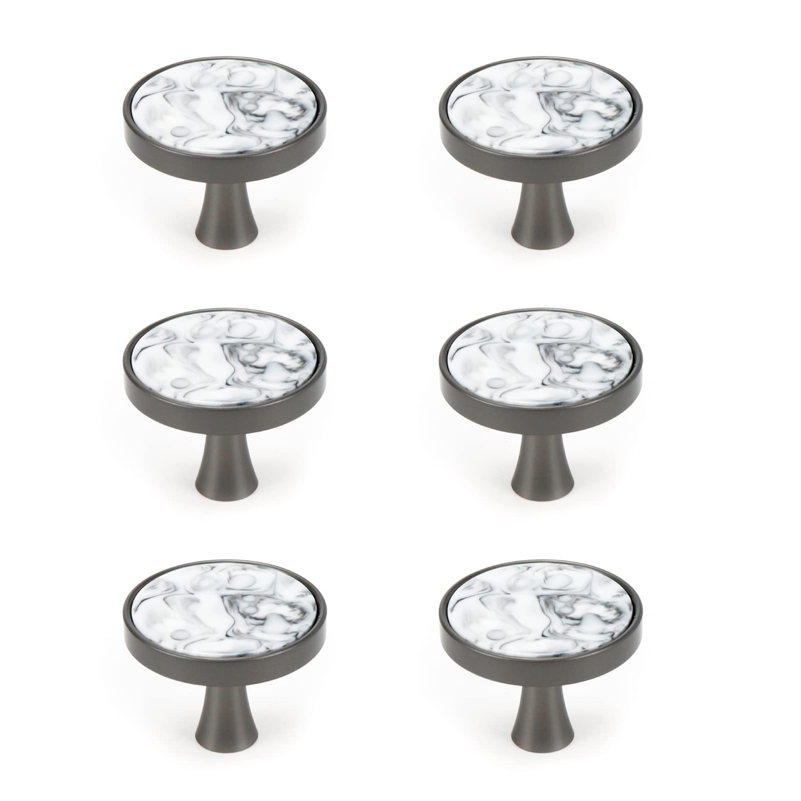 Photo 1 of HEVSTIL 33 * 26MM Grey Marble Pattern Cabinet Knobs Marble Kitchen Cabinet Knobs Pack of 6 for Drawer Hardware Dresser Pull Furniture