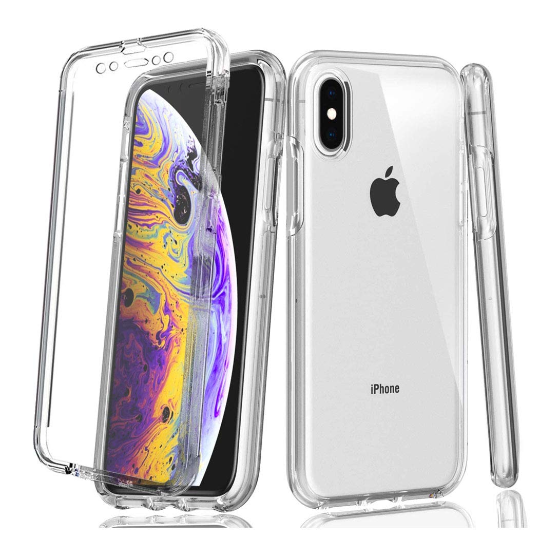 GAPlus iPhone X XS 5.8" Case, iPhone X XS Front and Back Case, Transparent Clear Fully Protection PC Hard Soft Cover Bumper Shockproof For iPhone X XS