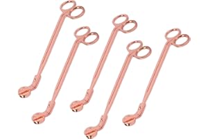 GENHAKON 5 PCS 7 Inch Rose Gold Candle Wick Trimmer, Stainless Steel Wick Cutter for Candles, Cut Spent Wicks, Allow Cleaner Burn and Prevent Soot Buildup, Wick Clipper Scissor Candle Tool