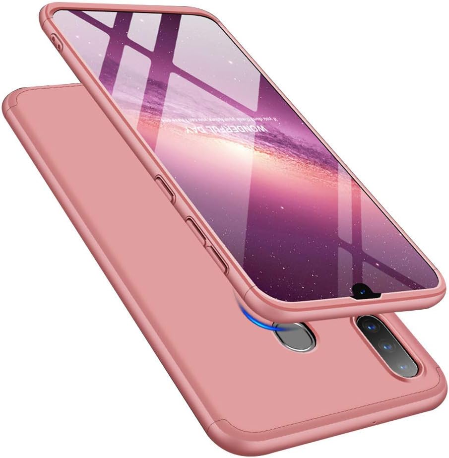 LEECOCO Galaxy A20S Case Ultra Thin 3 in 1 360 Degree Full Body Case Premium Slim Shockproof Hard PC Plastic Anti-Scratch Bumper Cover for Samsung Galaxy A20S 3 in 1 Rose Gold AR