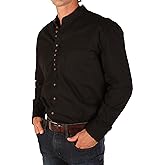 The Celtic Ranch Collarless Shirt for Men, Irish Grandfather Cotton Linen Long Sleeve Button Down Banded Collar Dress Shirt