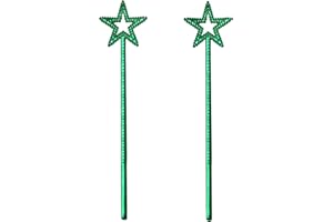 MOFALA 2PCS Star Wand, Children's Creative Handheld Pentagram Plastic Magic Wand, Role-Playing Enlightenment Toys, Educational and Creative Performance Props (Green)