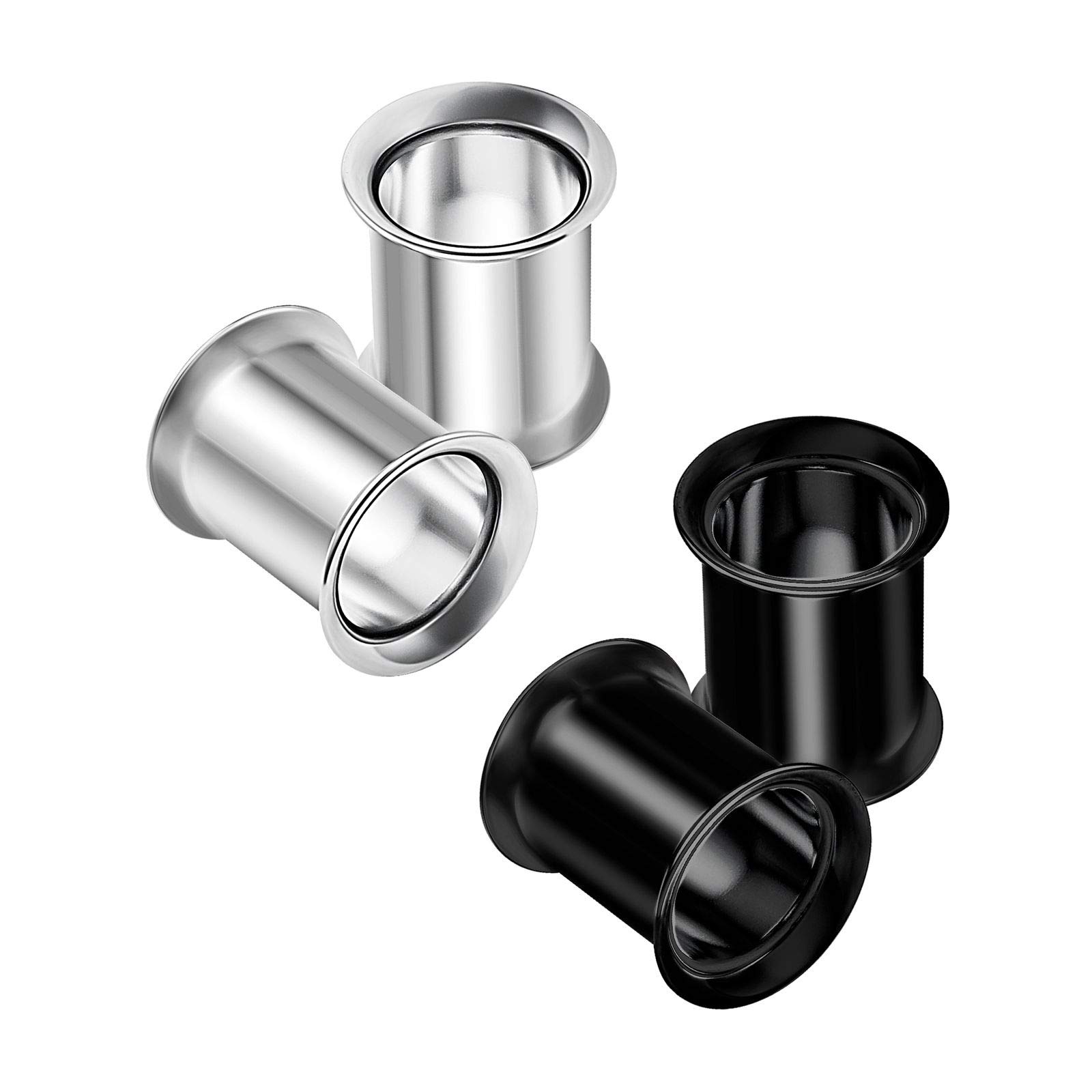 BanaVega 4PCS Steel Anodized Black 0g 8mm Double Flared Saddle Tunnel Ear Gauge Plug Stretcher Lobe Earring Piercing Jewellery 3963