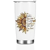 Sunflower Gifts for Women Tumbler, Positive Sunflower Stuff Accessories Birthday Christmas, Inspirational Sunshine Butterfly Coffee Mug Stainless Steel Vacuum Insulated Double Wall Travel Cup 20oz