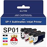 Allton SP-1 SP01 Sublimation Ink Cartridges Set SP01BKS SP01CS SP01MS SP01YS Ink Cartridge Replacement for SP-1 Sublimation Inkjet Printer(4-Pack)