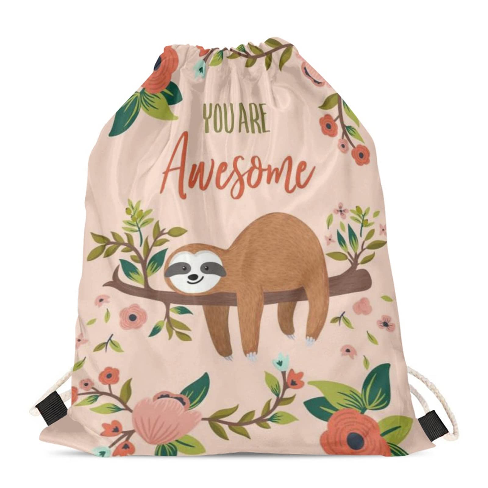 Showudesigns Sloth Drawstring Bag Cinch Gym Backpack for Kids Girls Basketball Tennis