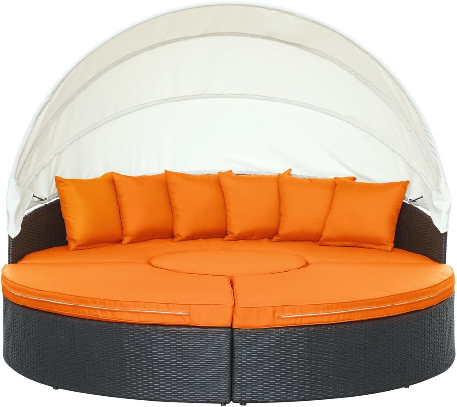 Outdoor Daybed with Canopy by Quest - Espresso Orange