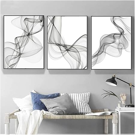 ZHANGSHAIFFBH Peintures sur Toile Noir et Blanc Lignes abstraites Motif  Affiche Affiche Murale Art Photos pour Salon décoration 40x50 cm  (15,7"x19,7) x3 sans Cadre: Amazon.fr: Bienvenue