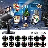 Christmas Light Projector, 14 Moving Pattern Snowflake Star Holiday Shower Projector Outdoor Waterproof Party Slides Show Projection Lighting for Xmas Halloween Birthday Wedding Party Landscape Decor