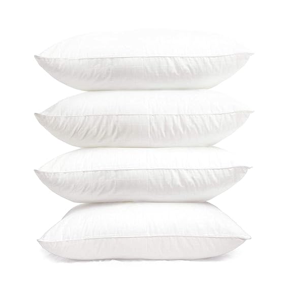 GOOD Price Reliance Micro Fiber Filled Plain Pillow Combo Set of 4for Bed Room - 17 x 27, White