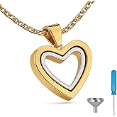 Heart Pendant Necklace For Ashes Stainless Steel Hair Locket Keepsake Memory Glass Urn Cremation Vial Necklaces