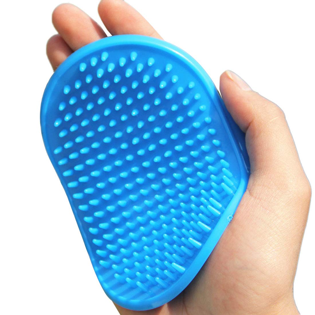 Luwu-Store Soft Rubber Dog Bath Brush Comb Cleaning Massage Grooming Glove Cat Brush Blue