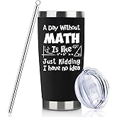 Math Teacher Gift 20oz Black Math Travel Tumbler Gifts For Teacher Women Men From Student Graduation Appreciation Presents Math Classroom Decorations For Teachers Cup Gift Set With Lid Straw