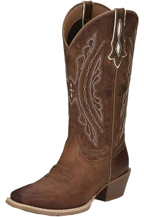 Women Round Toe Brown Justin Roper Boots In All Leather Lace Up