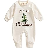 YOKJZJD Newborn Baby Boy Girl My 1st Christmas Outfit Long Sleeve Romper Jumpsuit Bodysuit Overalls Fall Winter Clothes