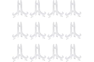 CIXLOGIC 12pcs 3" Mini Clear Plastic Easels, Little Display Stands Plate Holders Small Table Easel for Displaying Cards or Ot