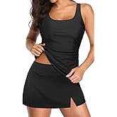 Womens Tankini Swimsuits with Skirt - Two Piece Bathing Suits with Pockets Tummy Control Swimwear 2025