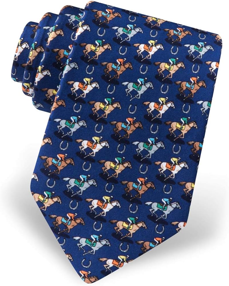 Men's 100 Silk Pony Up Horse Racing Kentucky Derby Equestrian Tie