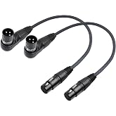 Devinal Right Angle XLR Cable, Adjustable-Angle Male to Straight Female Microphone Cable Cord, 90 Degree XLR Adapter for Sound Devices Mixer Recorder, 1 FT, 2 Pack