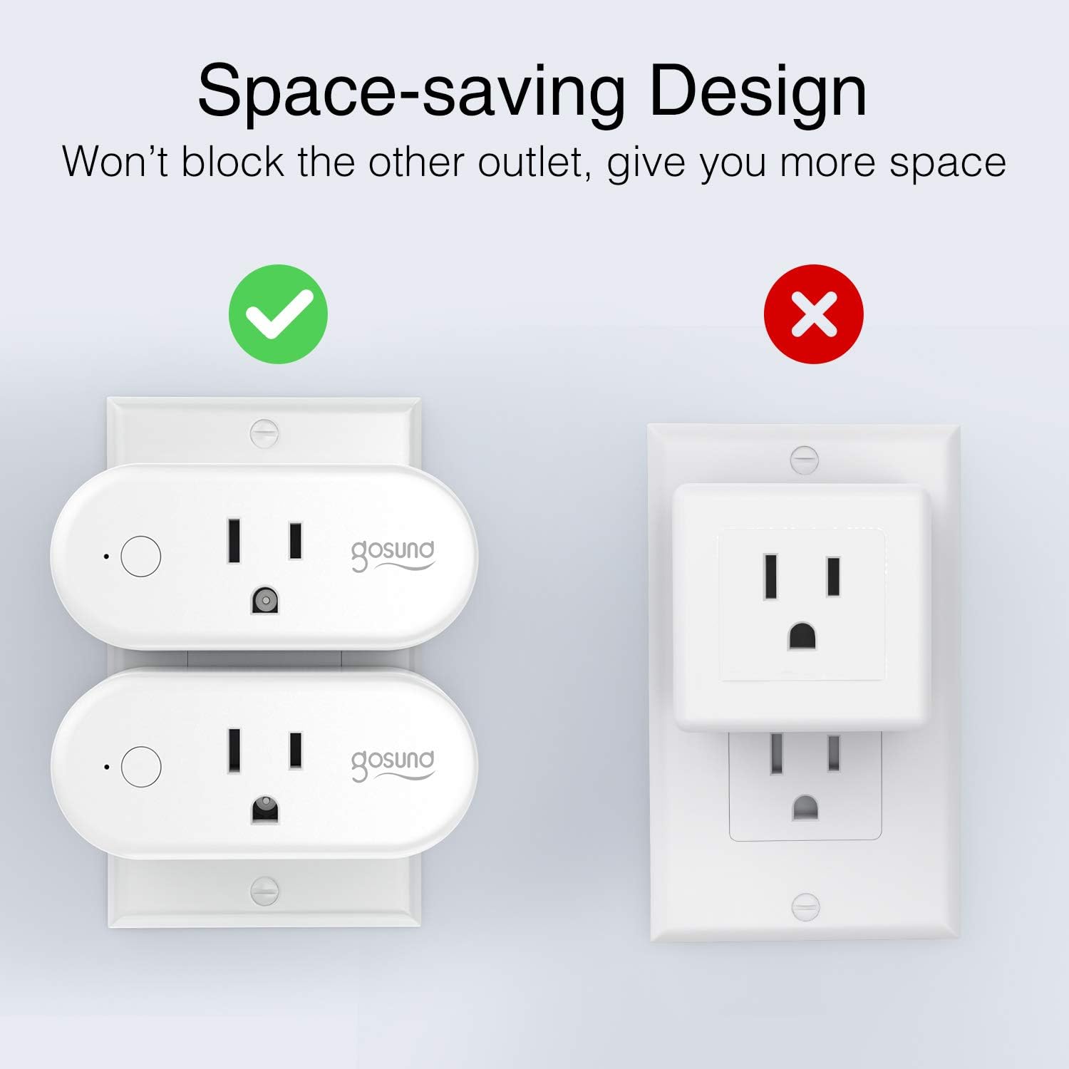 Smart Plug Gosund WiFi Outlet 16A Socket Works with Alexa Google Home Plugs, Voice and App Control, Schedule and Timer, No Hub Required, Support High Power Appliance, FCC Certification, 4 Pack - - 