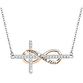 MEDWISE Infinity Cross Necklace 925 Sterling Silver Cross Necklace Faith Hope Pendant Jewelry Gifts for Women Wife Girls