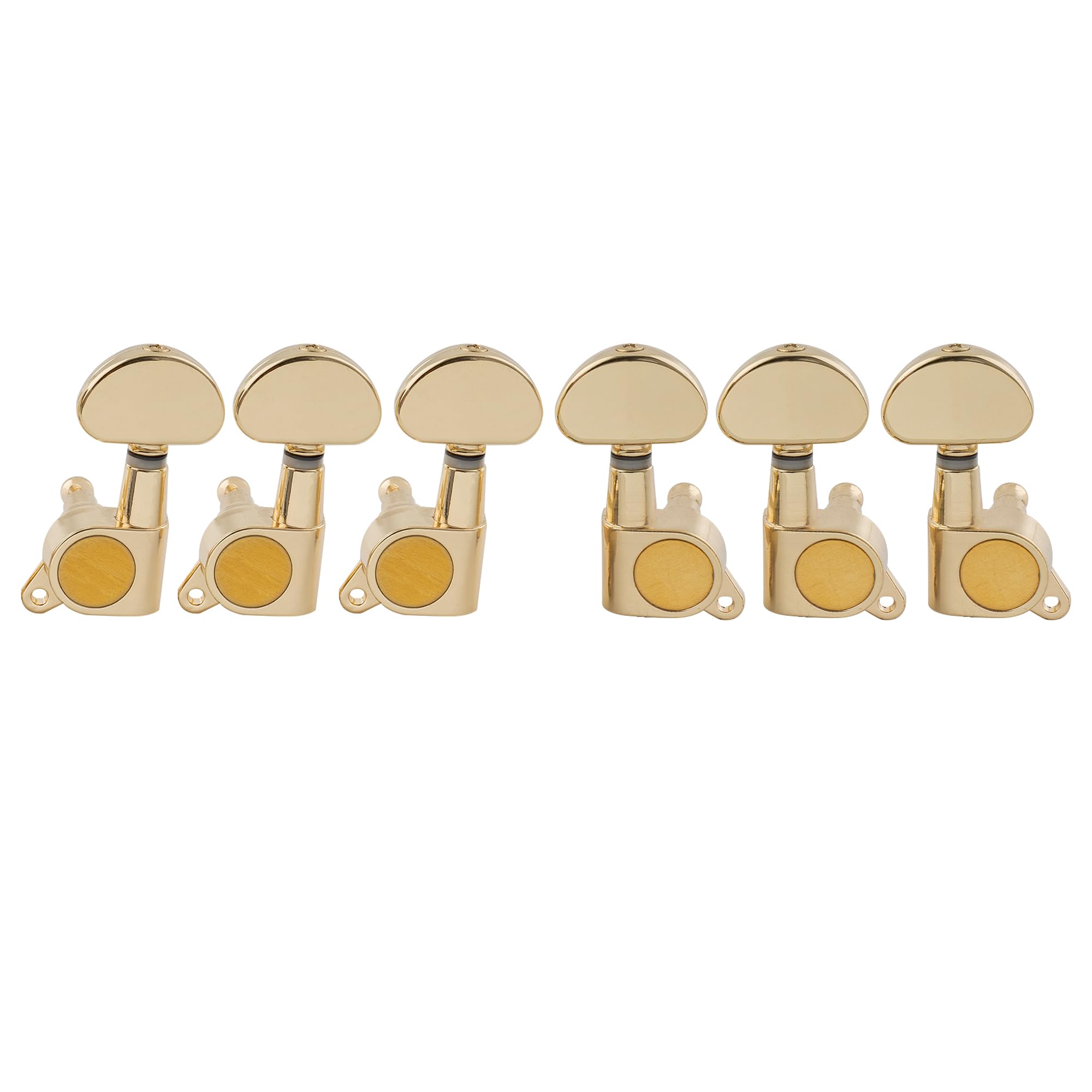 Musiclily Pro 3x3 Sealed Guitar Tuners Tuning Pegs Keys Machine Heads Set for Les Paul Style Electric or Acoustic Guitar, Half Moon Button Gold — image 1