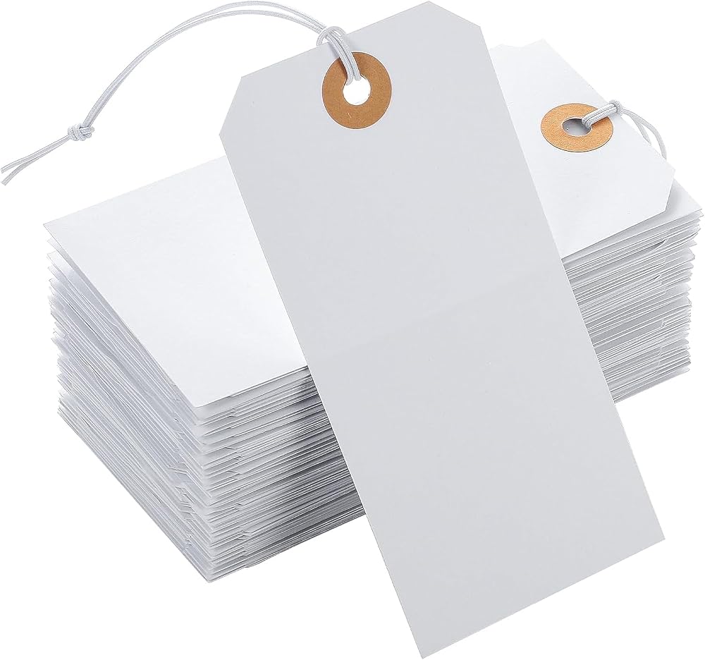 Wenrecu 100pcs 120x60mm White Blank Price Tags with String for Gifts Crafts