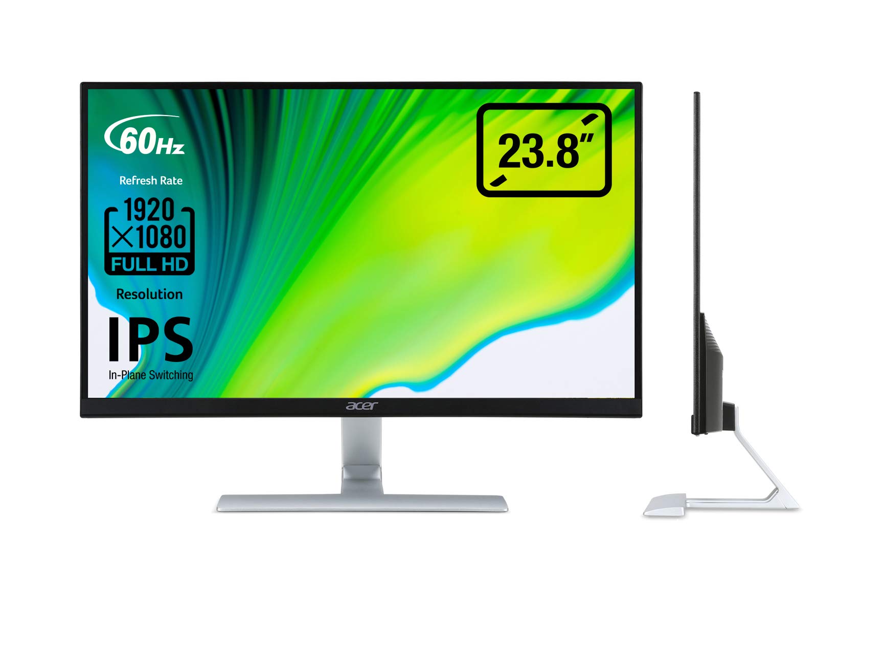 Acer RT240Ybmid 23.8'' Wide FHD ZeroFrame IPS LED Monitor with 4ms, DVI & HDMI. Acer EcoDisplay