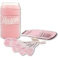 Mason Jar Kitchenware Set - Ceramic Measuring Cups, Measuring Spoons & Spoon Rest for Stove Top - Versatile Measuring Cups and Spoons Set - Mason Jars Pink Kitchen Decor and Accessories (10 Pc, Pink)
